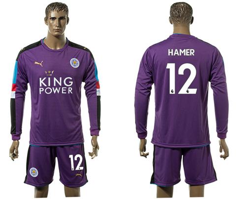 Leicester City #12 Hamer Purple Goalkeeper Long Sleeves Soccer Club Jersey